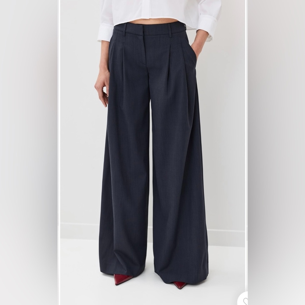 TWP navy pinstriped Didi pleated pants size 6